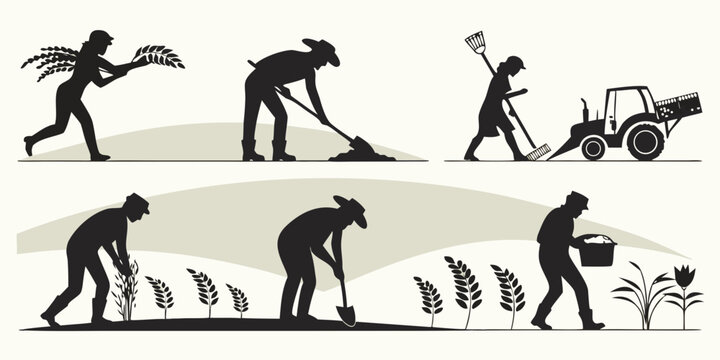 Evolution of human labor from ancient times to modern machinery Vector