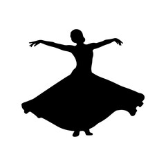 Silhouette of a Woman Dancing Gracefully in a Flowing Dress. © Erik