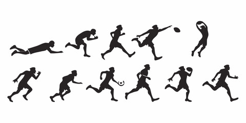 Sequence of a person running and throwing a ball captured in various stages Vector