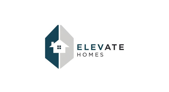 Elevate Homes logo featuring a modern geometric house design with a clean and professional aesthetic.