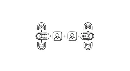 Conceptual Diagram of Two People Interacting Through Technology.