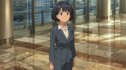 A Dynamic Young Professional in a Modern Office Setting: Capturing Ambition and Success Through Stylish Design and a Contemporary Workplace Environment