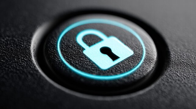 The illuminated lock icon symbolizes security and data protection.