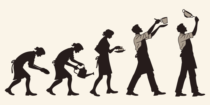 Illustration of human evolution from ape-like ancestors to modern man Vector