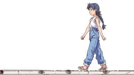 Explore the Joy of Youthful Movement in Animated Lifestyle with a Cheerful Character Walking in Casual Fashion Along the City Pavement in a Whimsical Setting