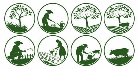 A collection of various animals and their silhouettes in a circular arrangement Vector © ADOBE