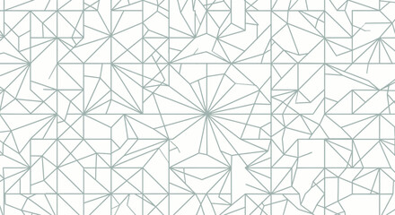 Geometric pattern with teal lines on white background.