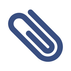 A stylized paperclip icon in a vibrant shade of blue