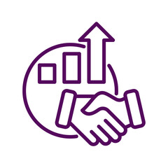 Handshake with rising graph symbolizing successful business partnership and growth