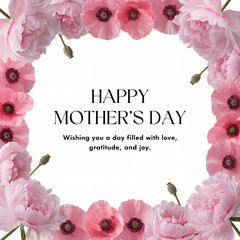 minimal white background soft pink floral border frame