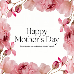 minimal white background soft pink floral border frame