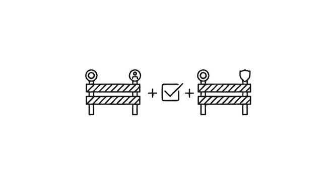 Construction barriers with check mark symbol illustration.