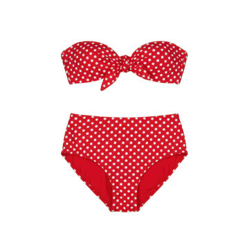 Stylish Red Polka Dot Two-Piece Bikini Swimsuit