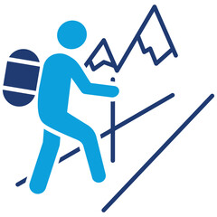 hiking flat blue icon