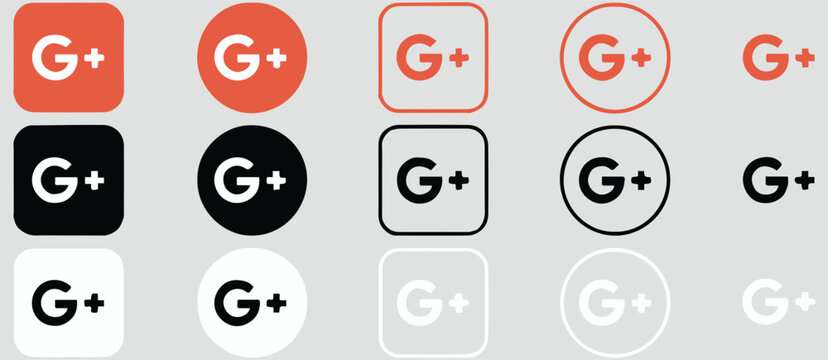 google plus logo pack vector icons red black white outline circle