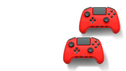 Wireless gaming controllers flying in air isolated on white background, symbolizing gaming technology concept © Vasyl Onyskiv