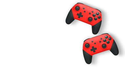 Wireless gaming controllers flying in air isolated on white background, symbolizing gaming technology concept © Vasyl Onyskiv