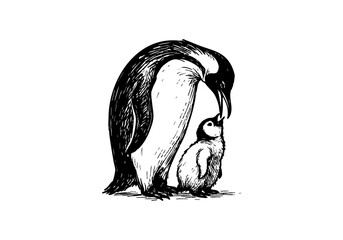 Penguin hand drawn simple ske...Penguin hand drawn simple sketch vector illustration