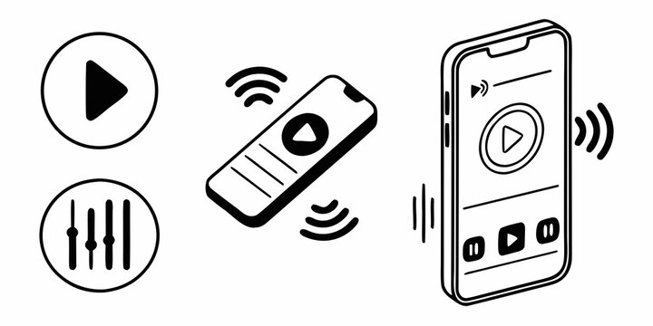 Wireless audio streaming from phone to speaker using bluetooth technology Vector