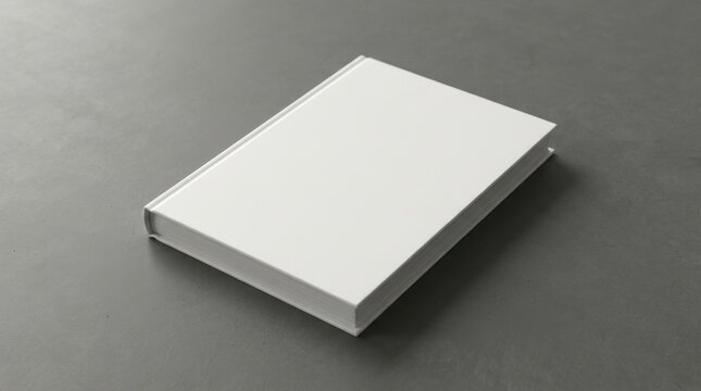Blank white book on gray concrete background with soft shadow. mock up, copy space