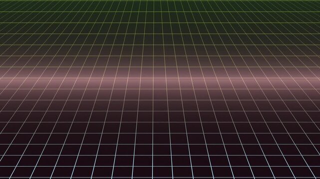 A perspective grid in a gradient of dark green to deep purple, creating a sense of depth