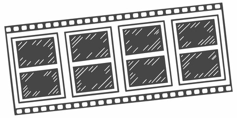A sequence of film frames depicting a black and white image of a person. Vector