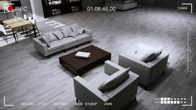 Security Footage From CCTV Camera In Living Room Of Apartment
