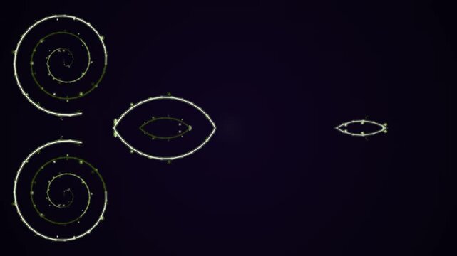 Collection of spiral shapes on dark background