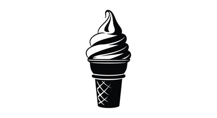 Black and white illustration of a soft serve ice cream cone