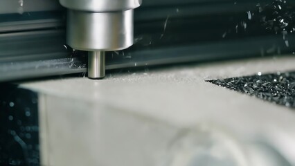 Precision Cutting: A Close-Up on CNC Milling Operations Showcasing Engineered Detail and Automation in Manufacturing Processes