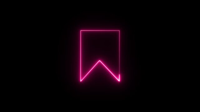 Glowing neon line bookmark save icon animation. representing saved pages, reading list, favorites, quick access, marked items, and modern digital interface navigation tool design.