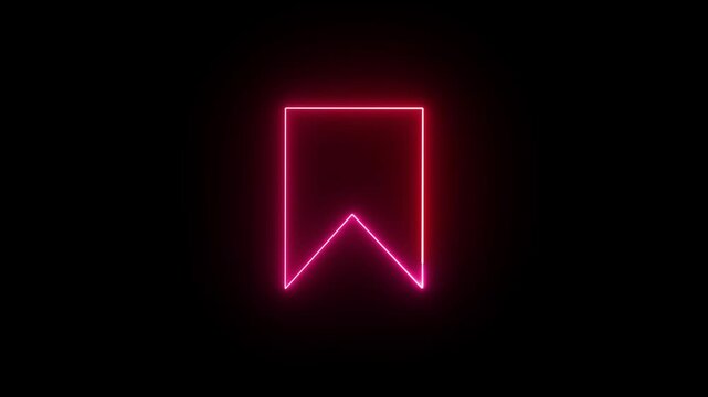 Glowing neon line bookmark save icon animation. representing saved pages, reading list, favorites, quick access, marked items, and modern digital interface navigation tool design