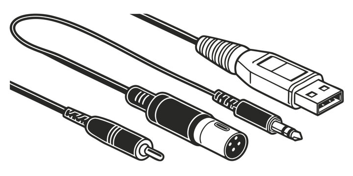 Various types of cables and connectors for electronic devices Vector