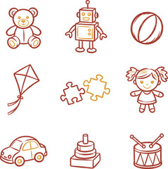 Cute Colorful Kids Toy Icons