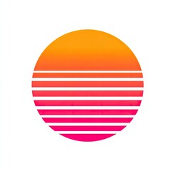 Retro sunset emblem with vibrant gradient and horizontal stripes