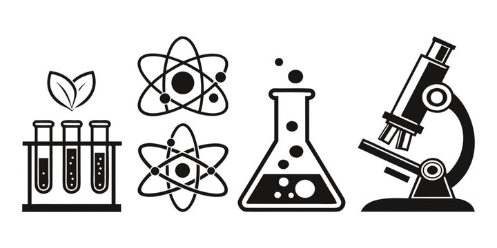 Diverse scientific icons representing various fields of study and research Vector