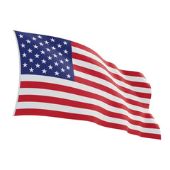 Fototapeta premium American flag waving in the wind isolated on transparent background