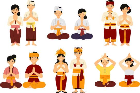 Balinese Couple Praying in Nyepi Day
