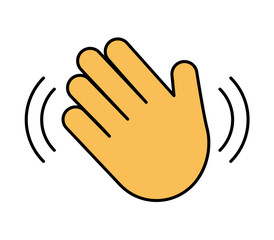 Fototapeta premium Waving hand gesture icon representing greeting and farewell, friendly vector symbol for hello and goodbye communication, social interaction, user interface elements, apps, websites, and messaging