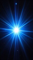 Fototapeta premium A bright blue star shining in a dark space