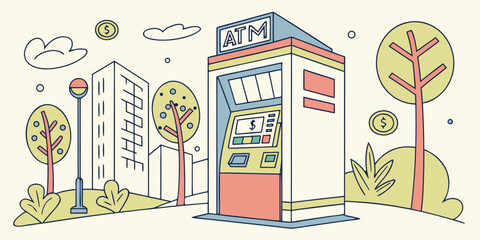 A vibrant and colorful mural depicting a street scene with a bus stop and various buildings. Vector © MST CHIN BANU BEGUM
