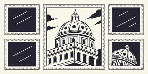 Historic building with intricate architectural details and surrounding structures Vector © MST CHIN BANU BEGUM