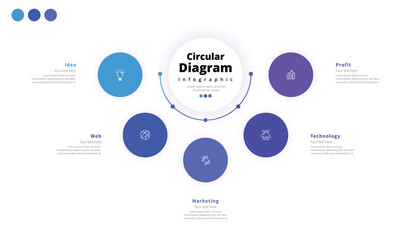 Modern minimalist, elegant, clean, circular steps, editable infographic design template, vector