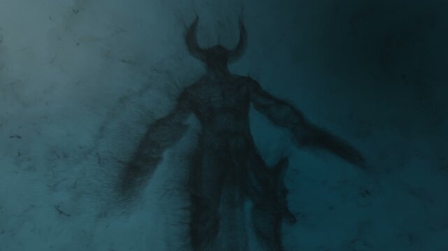 3d Animation of a demon built from dark particles