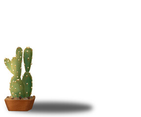 An image of a beautiful potted cactus with space for text,  on a transparent background 