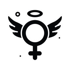 Naklejka premium Graceful glyph icon of angel for womens day celebration theme