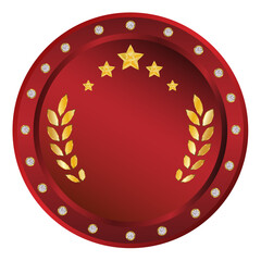 gold medal with red ribbon