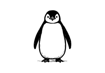 Penguin hand drawn simple sketch vector illustration