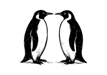 Penguin hand drawn simple sketch vector illustration