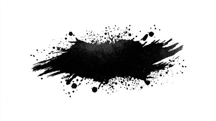 Abstract Black Ink Splatter on White Background